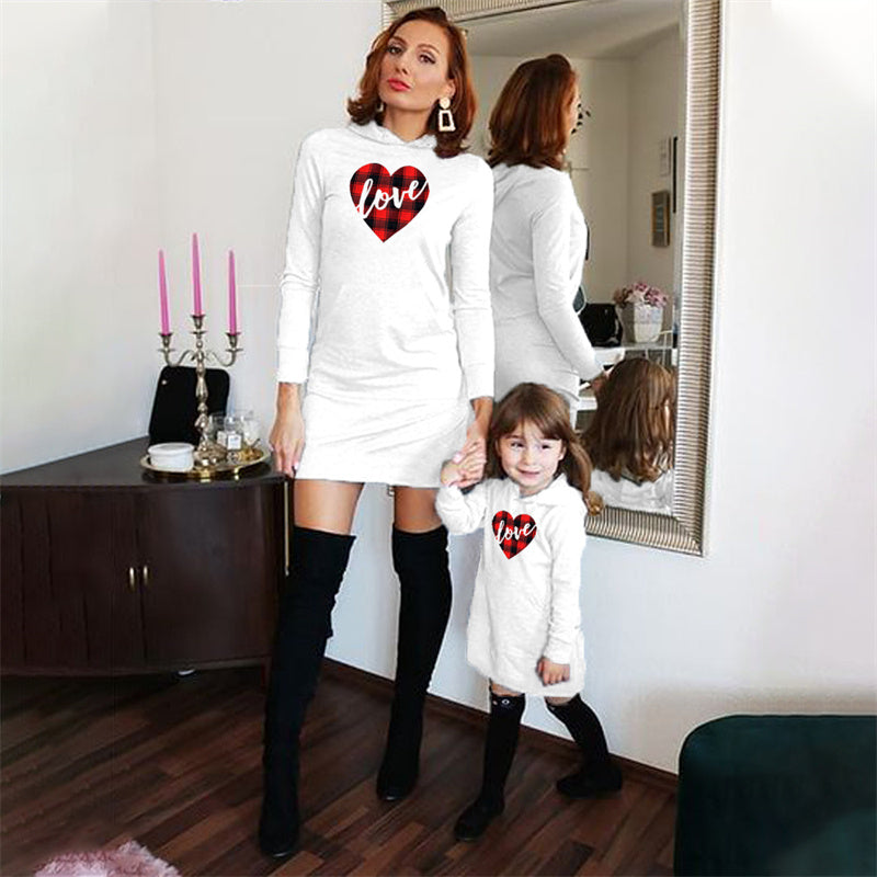 White Parent-Child Sweater Dress Mother And Daughter Multiple