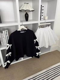 Spring New Women's Round Neck Loose Bow Sweater