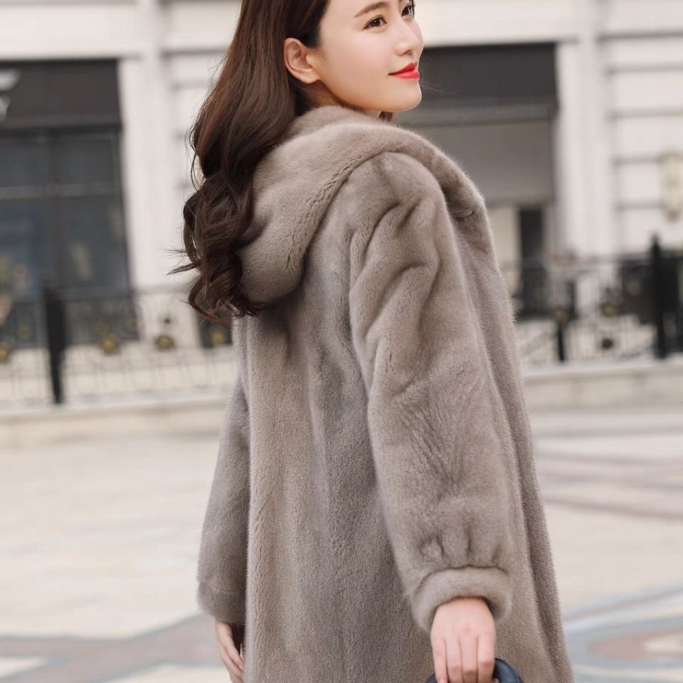 New Female Mink Fur Coat With Hood