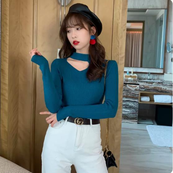 Small Crowd Collar Knit Bottom Shirt Top