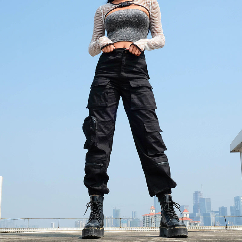 Multi-pocket high-rise overalls