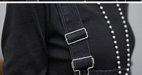 Personalized Stitching High Waist Jeans Sequined Suspenders