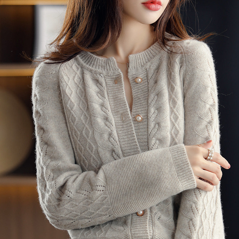 Women's Thin Cashmere Sweater Raglan Round Neck Temperament Sweater