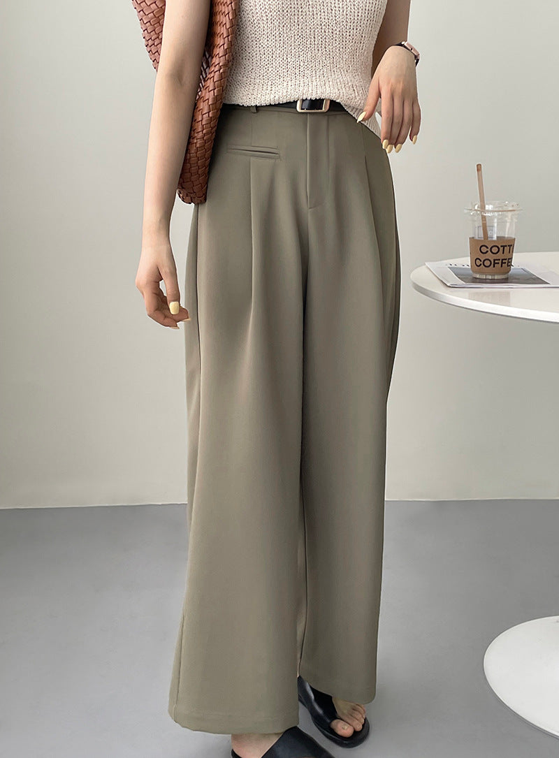 Temperament Everything Solid Color Hanging Loose Wide Leg Pants