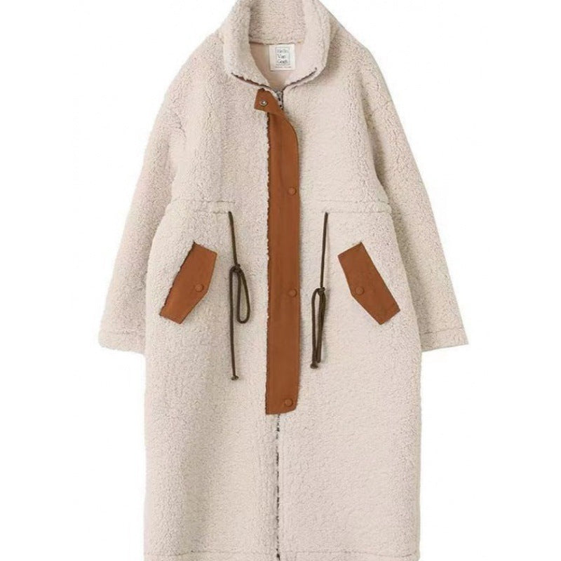 Lamb Wool Coat Thickened Korean Style Mid-length Cotton