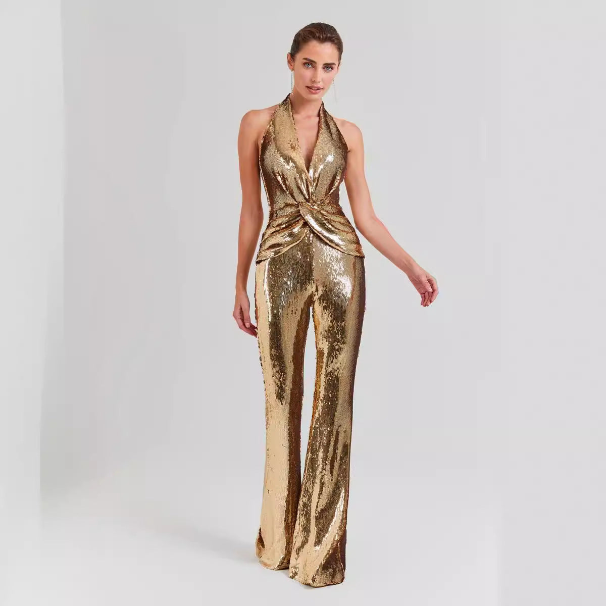 Elegant Graceful Backless Sequined Women's Jumpsuit