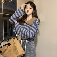 Short Long Sleeve Knitted Cardigan Design Blouse