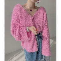 Women's Knitting Cardigan Is Loose And Lazy