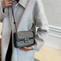 Textured Ladies Bag Retro Checkered Lock