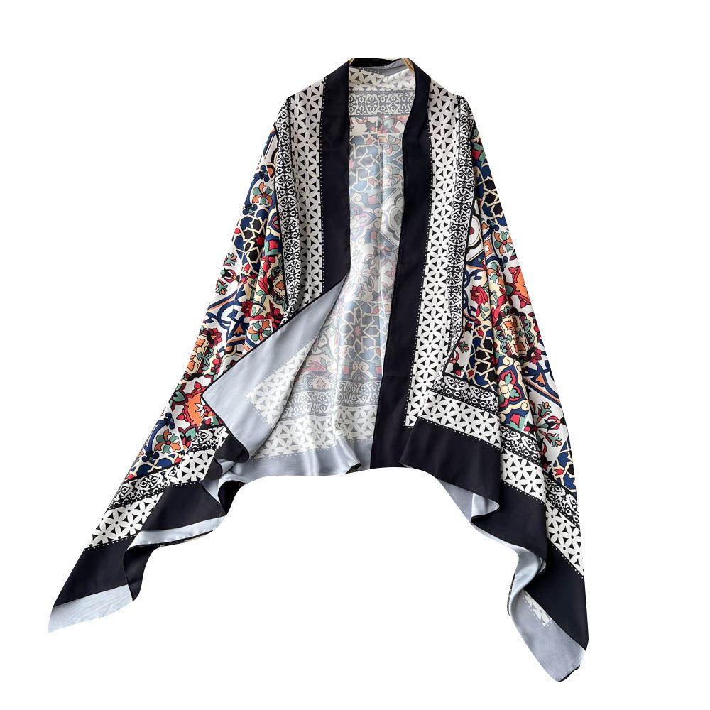 Printed Cardigan Mid-length Cape Ethnic Style Loose And ThinCoat