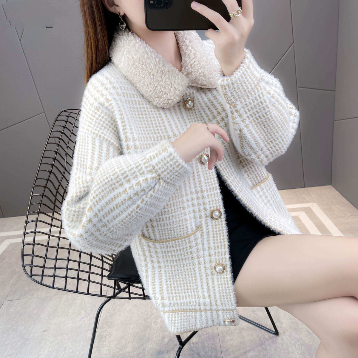 Top Cardigan Korean Style Fashion Loose Woolen Coat