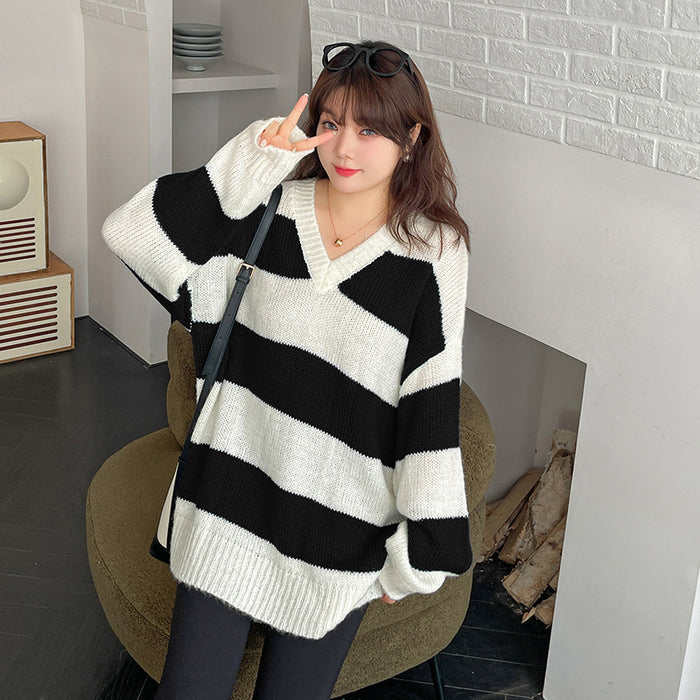 Large Striped Loose Large Sweater