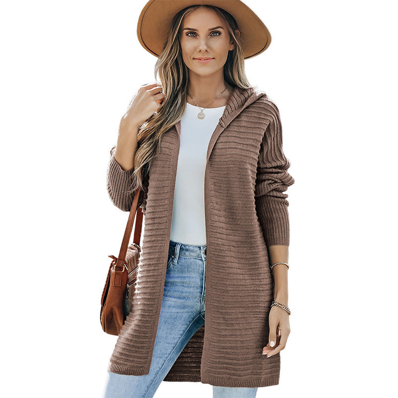 Solid Color Long Sleeve Cardigan For Women