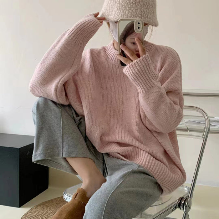 Round Neck Pullover Loose And Lazy Style Thickened Sweater