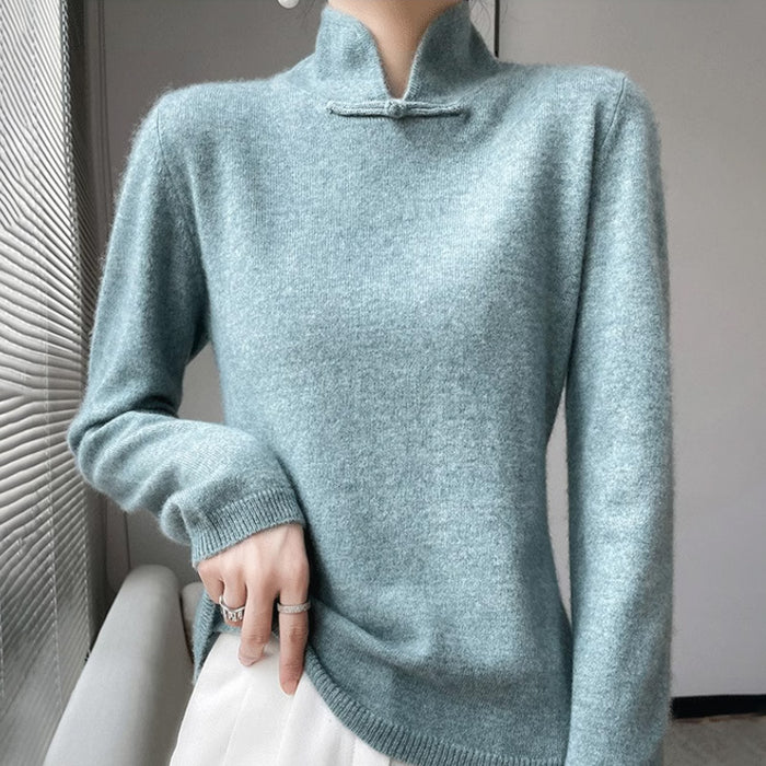 Women's Half-turtleneck Sweater With Soft Design And Inner Wear Base Buckle