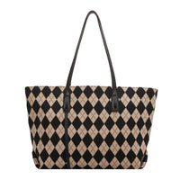 Large-capacity Fashion Shoulder Bag With Rhombus Print