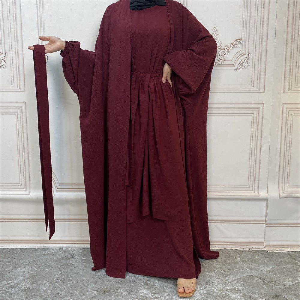 Solid Color Fashion Robe Three-piece Suit