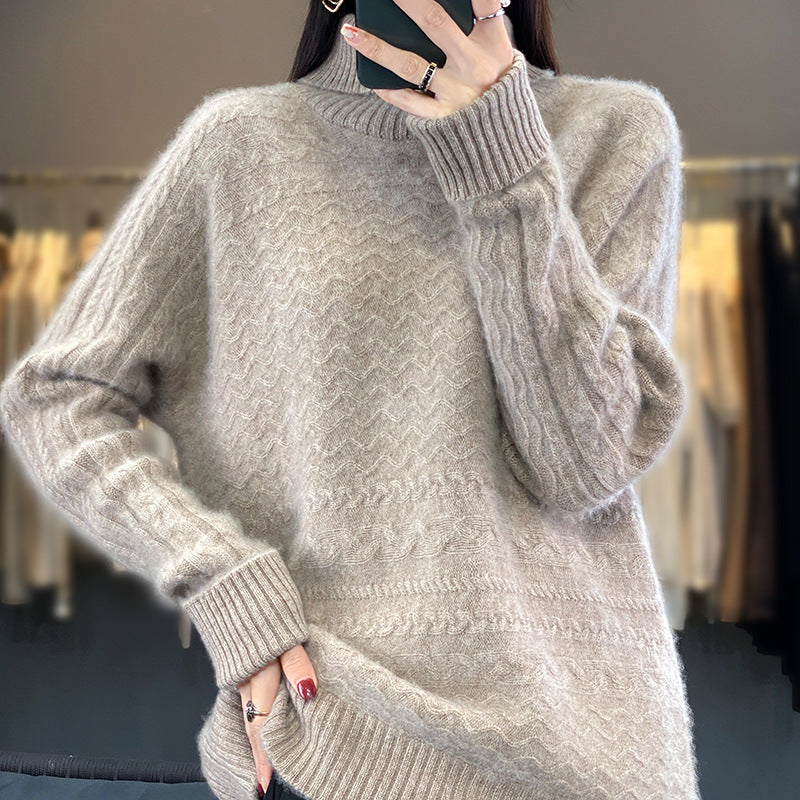 Women's High Lapel Sweater Loose And Idle Knitted Bottoming Sweater