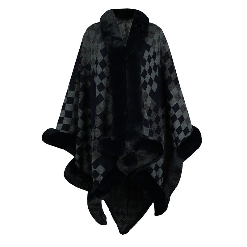 European And American Women's Fur Collar Shawl