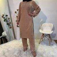 Simple Solid Color Pleated Women's Two-piece Suit