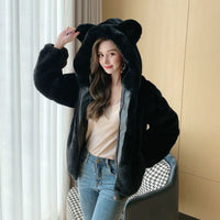 Hooded Thickened Plush Coat For Women