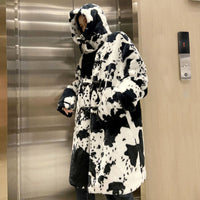 Winter New Cow Pattern Fur Coat Women Over The Knee