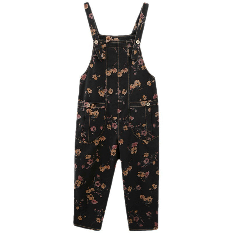 Summer Lean Print Jean Suspenders For Women