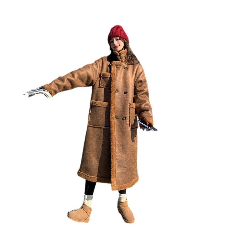 Women's Winter Double-sided Lamb Wool Coat Overcoat