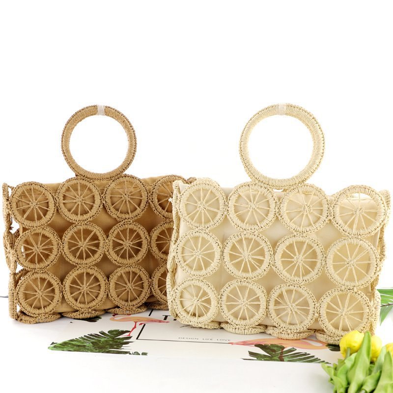 The New Circle Hollow Paper Rope Woven Bag Diagonal Straw