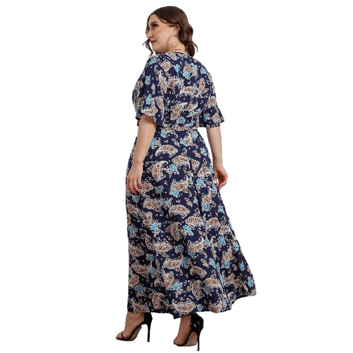 Plus Size Women's Printed Short Sleeve Dress