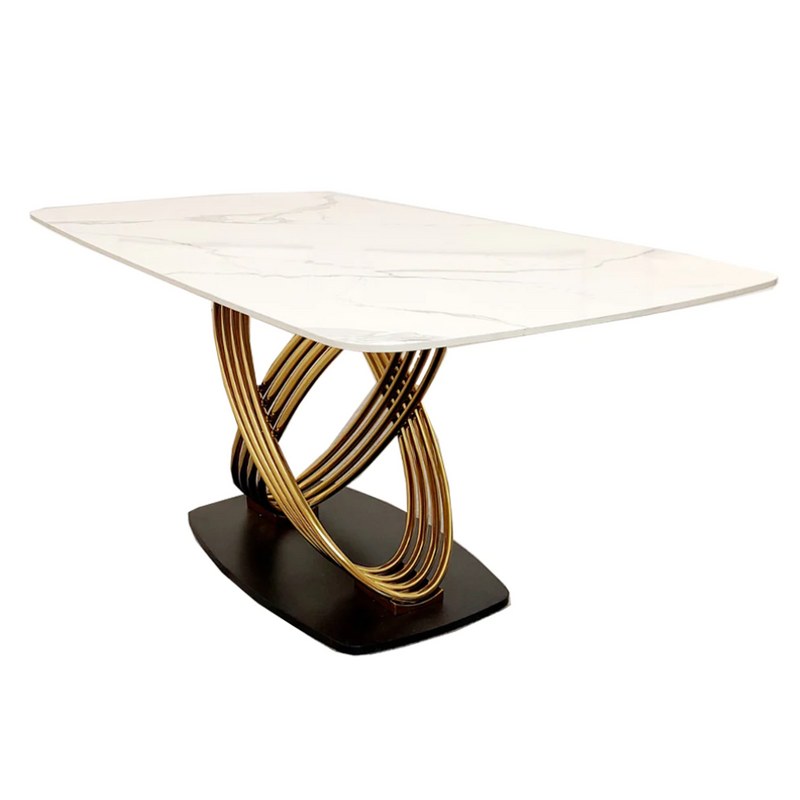 Orion Gold 1.8 Dining Table with Polar White Sintered Stone Top