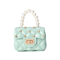 Children's Jelly Bag Rhombic Chain Pearl Handbag