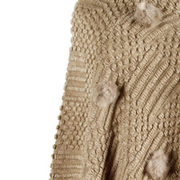 Fringed Cloak Shawl Hair Ball Solid Color Sweater