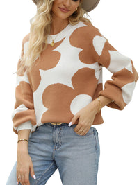 Warm Contrast Color Sweater Women