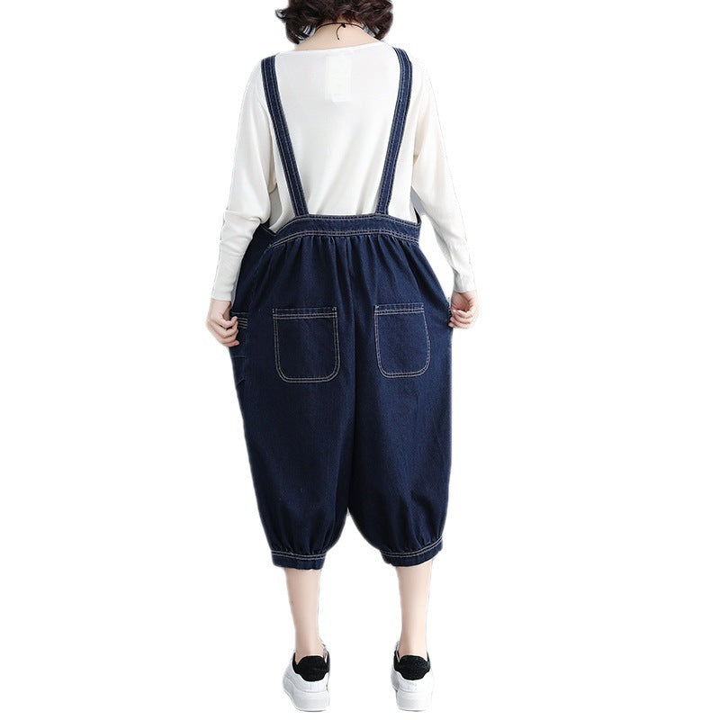 Suspenders Loose Jeans Seven-cent Jumpsuit Personality