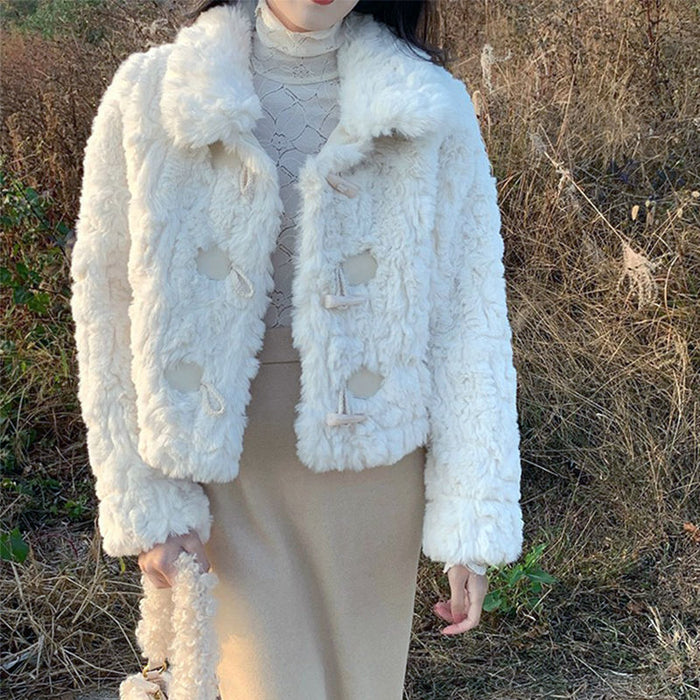 Lamb Fur Coat, Female Faux Fur, Rabbit Hair Embossed