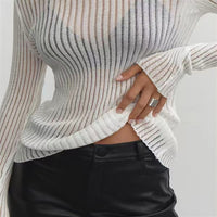 Round Neck Thin Breathable Knitted Wool Top