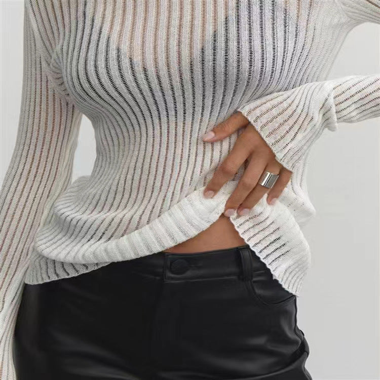 Round Neck Thin Breathable Knitted Wool Top