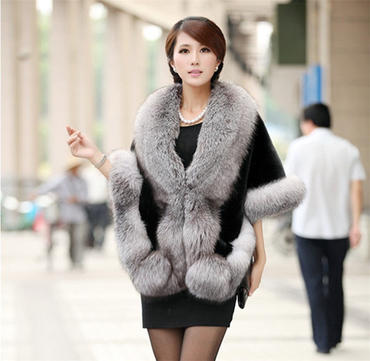 New Faux Fur Shawl Women's Coat Fox