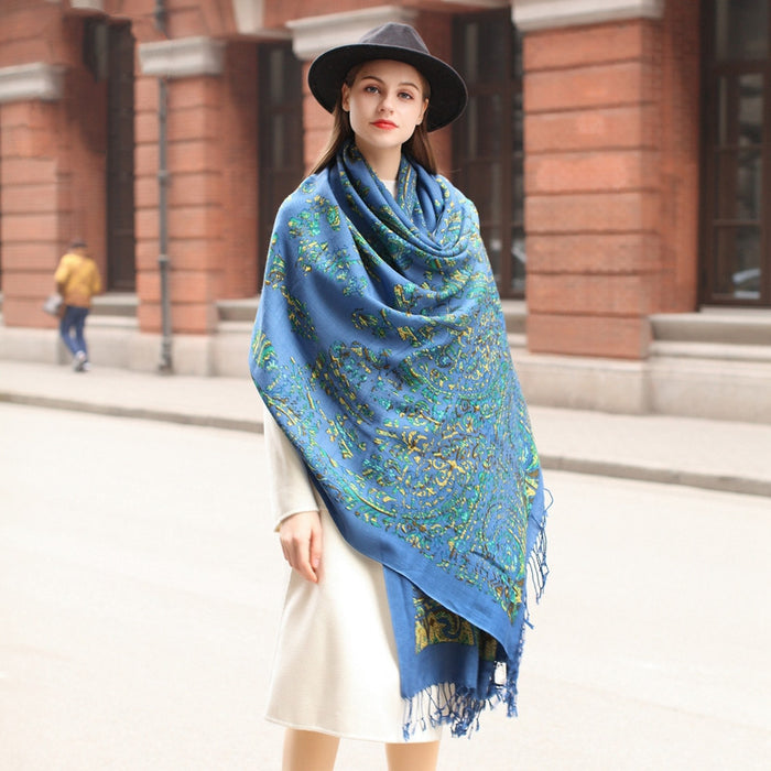 Women's Long Woolen Scarf For Autumn And Winter