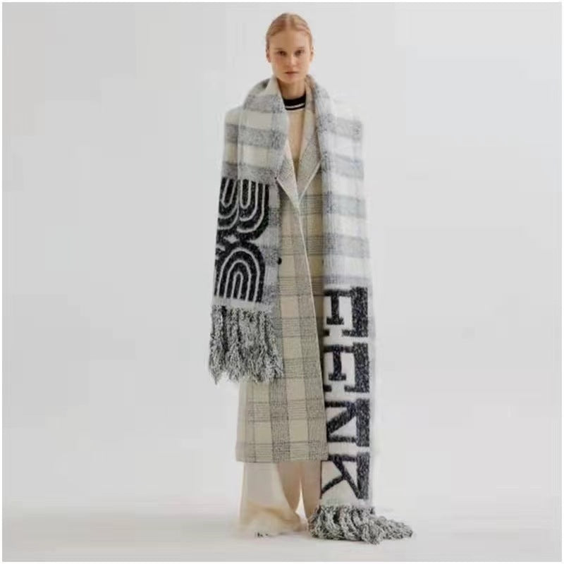 Female Student Long Fringe Thick Warm Scarf