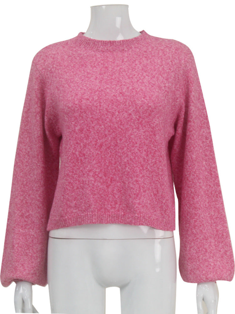 Women's Round Neck Long Sleeve Tied Sweater