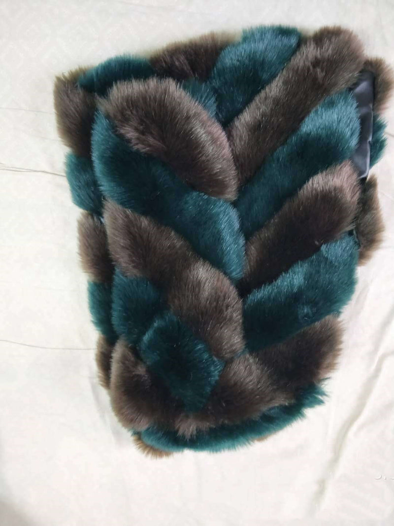 New Faux Fur Color Matching Slim Coat