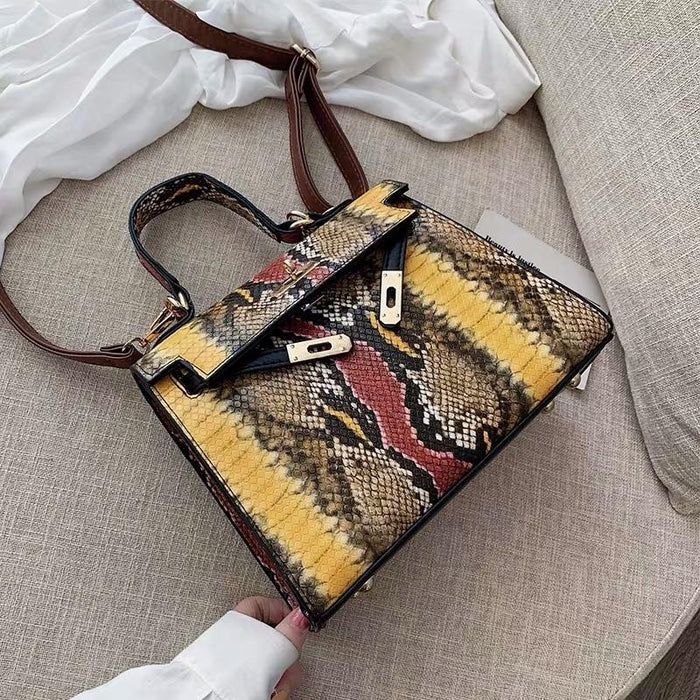 Women's Bag Single Snake Print Shoulder Bag Messenger Portable Platinum Bag