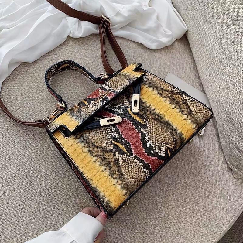 Women's Bag Single Snake Print Shoulder Bag Messenger Portable Platinum Bag