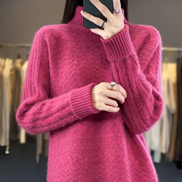 Women's High Lapel Sweater Loose And Idle Knitted Bottoming Sweater