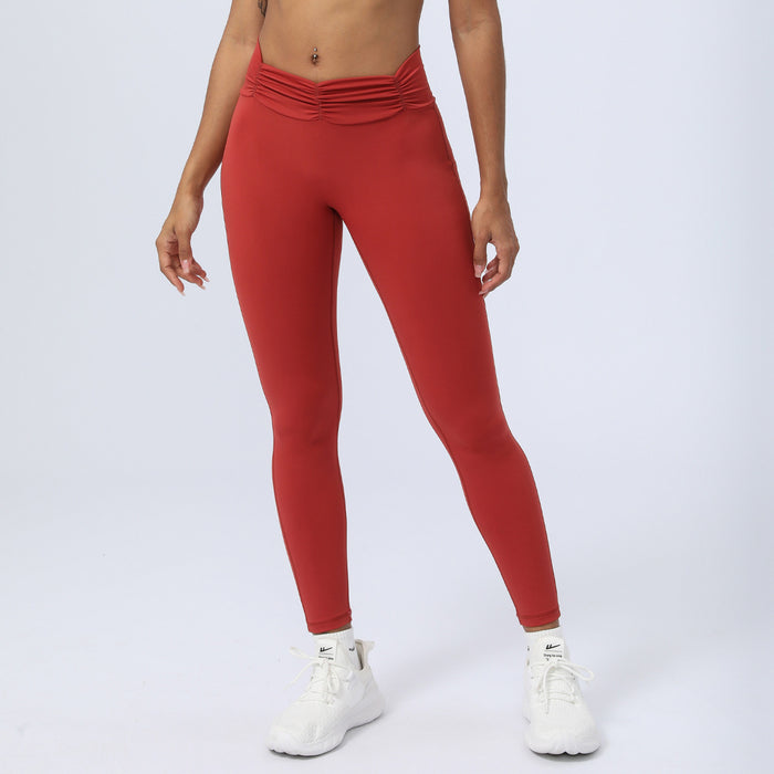 Pleated Yoga Ninth Pants Women's Sports