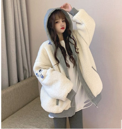 Girls' Autumn And Winter Lamb Wool Coat