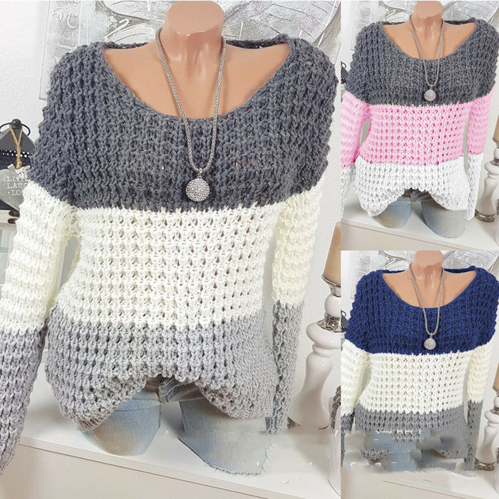 Long Sleeve Face Color Women's Sweater Autumn Winter Knitting Sweater