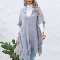 V-neck Hooded Pullover Mid-length Sweater